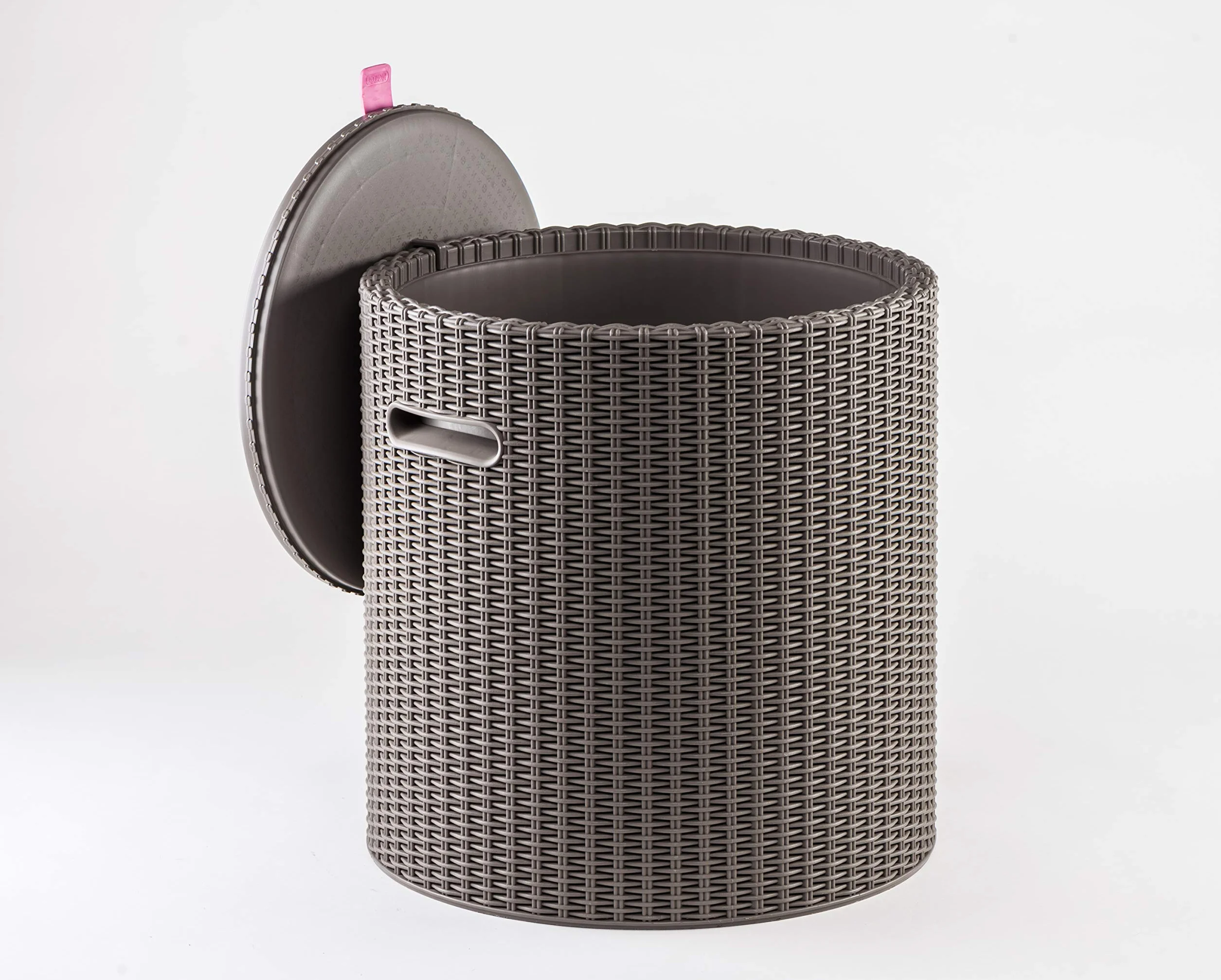 Keter Cool Stool – lodówka turystyczna i taboret do siedzenia w jednym, odporny na warunki atmosferyczne wygląd rattanu, do użytku wewnątrz i na zewnątrz, cappuccino
