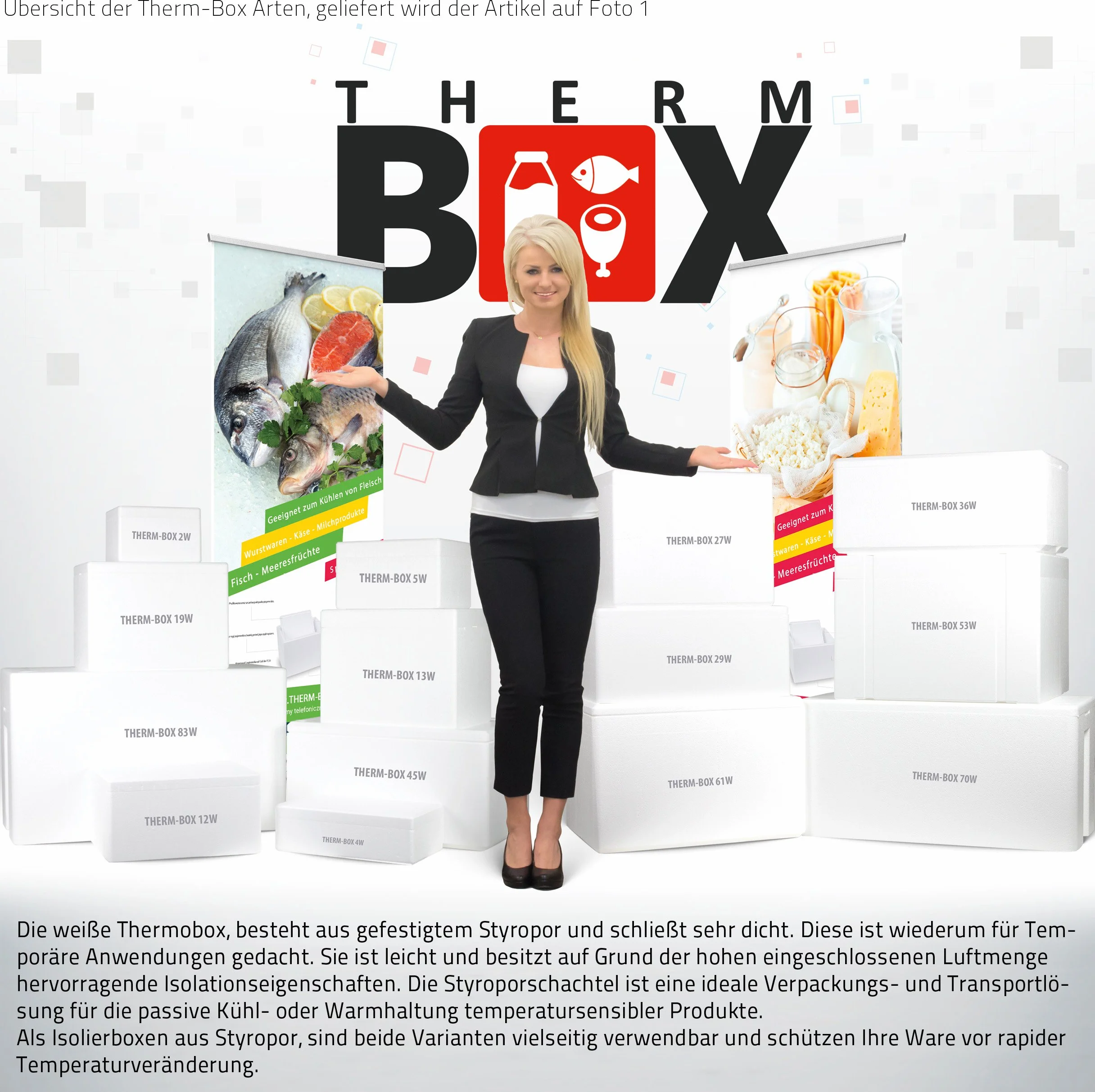 THERM BOX Pojemnik ze styropianu, 1 l do 19 l, różne rozmiary, pudełko termoizolacyjne, do wielokrotnego użytku